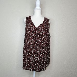 NWOT Sonoma Burgundy Sleeveless floral blouse pluse size XXL Rayon